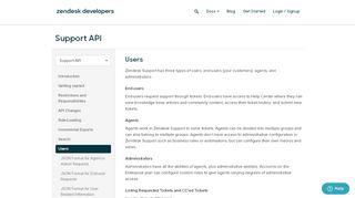 
                            5. Users - Support API - Zendesk Developer Portal
