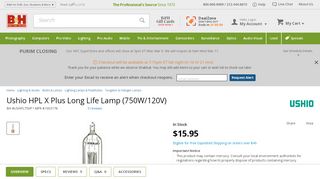 
                            11. Ushio HPL X Plus Long Life Lamp (750W/120V) 1003178 B&H Photo