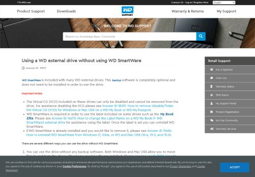 
                            7. Using a WD external drive without using WD SmartWare | WD Support