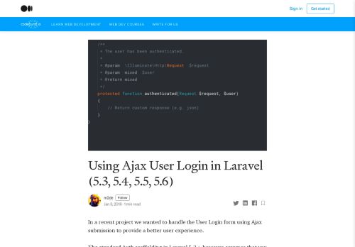 
                            4. Using Ajax User Login in Laravel (5.3, 5.4, 5.5, 5.6) - codeburst
