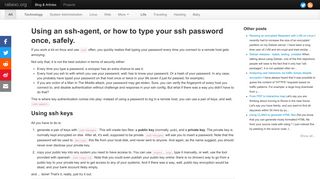 
                            4. Using an ssh-agent, or how to type your ssh password once, safely.