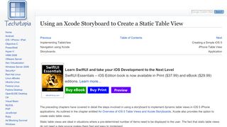 
                            11. Using an Xcode Storyboard to Create a Static Table View - Techotopia