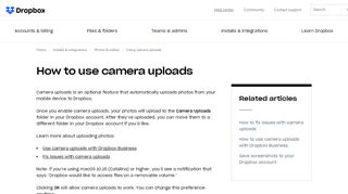 
                            6. Using camera uploads – Dropbox Help