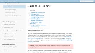 
                            11. Using cf CLI Plugins | Cloud Foundry Docs