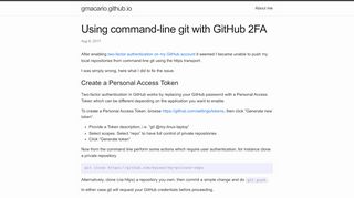
                            6. Using command-line git with GitHub 2FA | gmacario.github.io