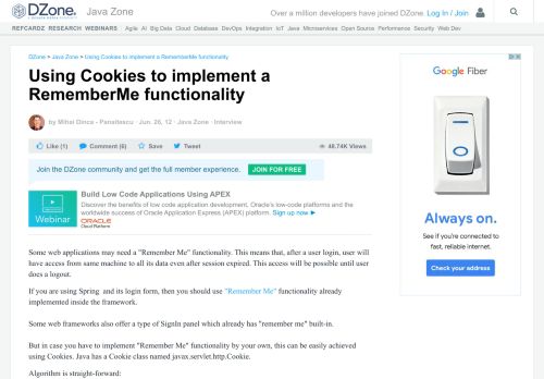 
                            9. Using Cookies to implement a RememberMe functionality - DZone Java