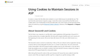
                            4. Using Cookies to Maintain Sessions in ASP - MSDN - Microsoft