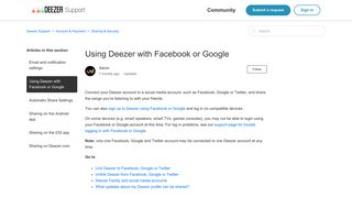 
                            10. Using Deezer with Facebook or Google – Deezer Support