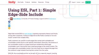 
                            5. Using ESI, Part 1: Simple Edge-Side Include - Fastly