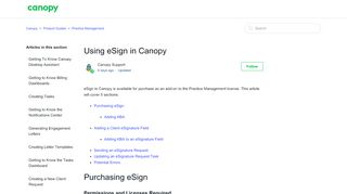 
                            12. Using eSign in Canopy – Canopy