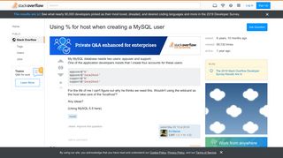 
                            3. Using % for host when creating a MySQL user - Stack Overflow