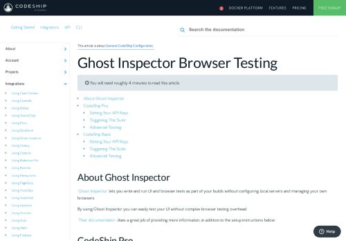 
                            6. Using Ghost Inspector And Codeship For UI And Browser Testing