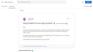 
                            9. Using Google Forms as a sign-up sheet? - Google Product Forums