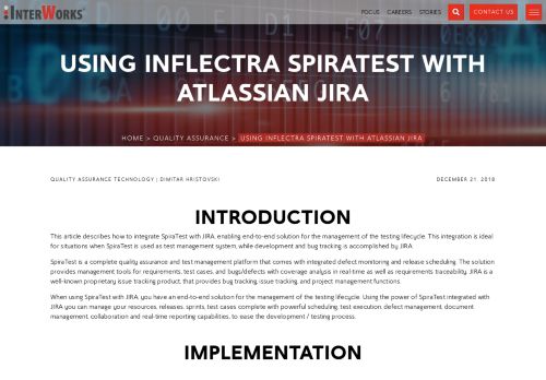 
                            7. Using Inflectra SpiraTest with Atlassian JIRA - InterWorks