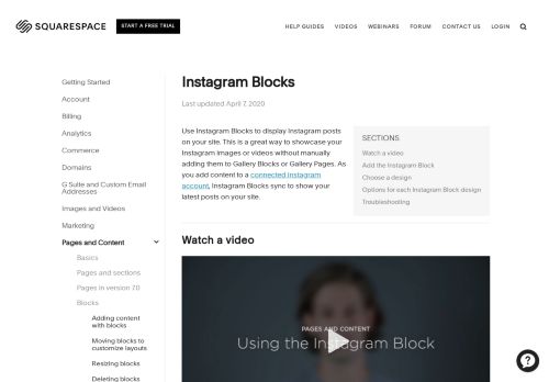 
                            12. Using Instagram Blocks – Squarespace Help