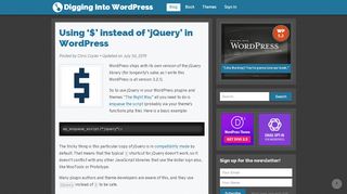 
                            9. Using '$' instead of 'jQuery' in WordPress | Digging Into WordPress