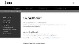 
                            8. Using iRecruit | University of Technology Sydney