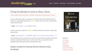 
                            3. Using JavaScript to reset or clear a form - Javascript-Coder.com