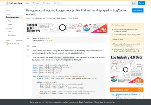 
                            4. Using java.util.logging.Logger in a jar file that will be ...