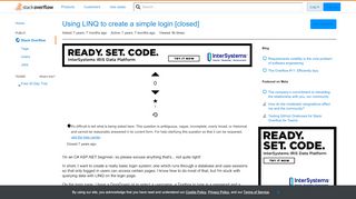 
                            7. Using LINQ to create a simple login - Stack Overflow