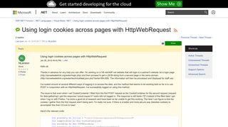 
                            9. Using login cookies across pages with HttpWebRequest | The ASP.NET ...