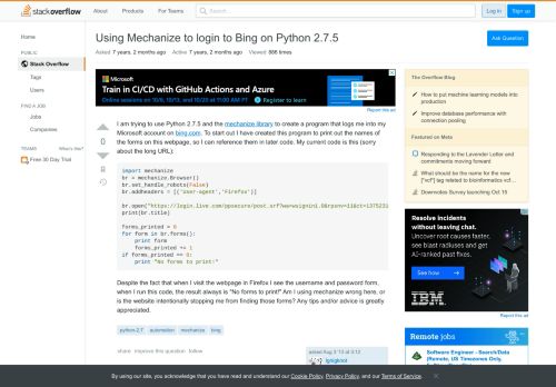 
                            13. Using Mechanize to login to Bing on Python 2.7.5 - Stack Overflow