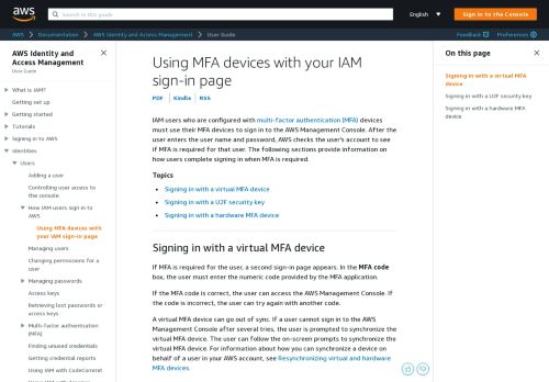 
                            4. Using MFA Devices With Your IAM Sign-in Page - AWS Identity and ...