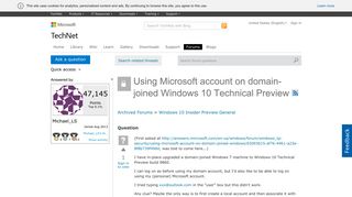 
                            2. Using Microsoft account on domain-joined Windows 10 Technical Preview