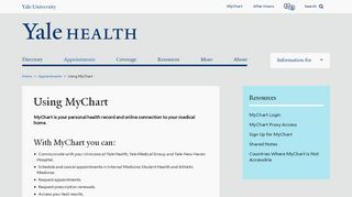 
                            2. Using MyChart | Yale Health