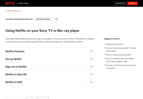 
                            8. Using Netflix on your Sony TV or Blu-ray player - Netflix Help Center