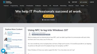 
                            4. Using NFC to log into Windows 10? - Experts Exchange