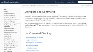
                            4. Using occ core commands — ownCloud 10.0.10 Server Administration ...