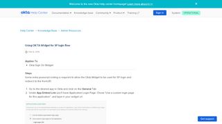 
                            13. Using OKTA Widget for SP login flow - Okta Support