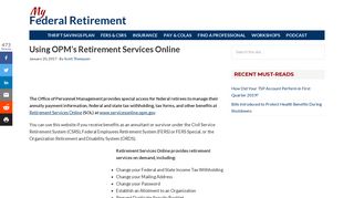 
                            11. Using OPM's Retirement Services Online - My Federal Retirement