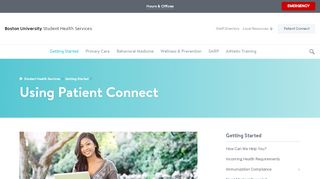 
                            13. Using Patient Connect | Student Health Services - Boston University