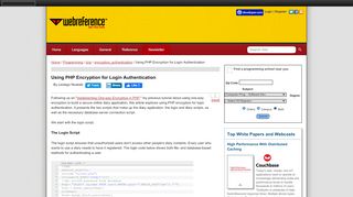 
                            13. Using PHP Encryption for Login Authentication | WebReference