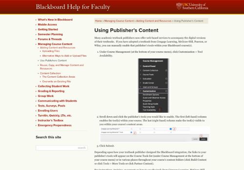 
                            8. Using Publisher's Content · Blackboard Help for Faculty