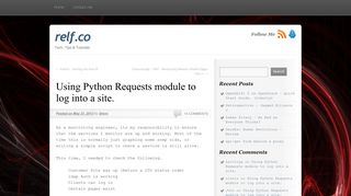 
                            8. Using Python Requests module to log into a site. | relf.co