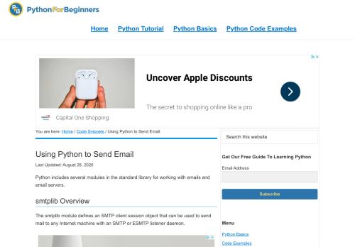 
                            1. Using Python to Send Email - Python for Beginners