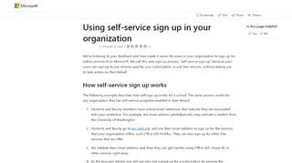 
                            3. Using self-service sign up in your organization | Microsoft Docs