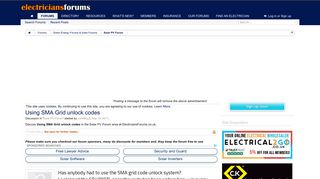 
                            12. Using SMA Grid unlock codes | Electricians Forum | Talk ...