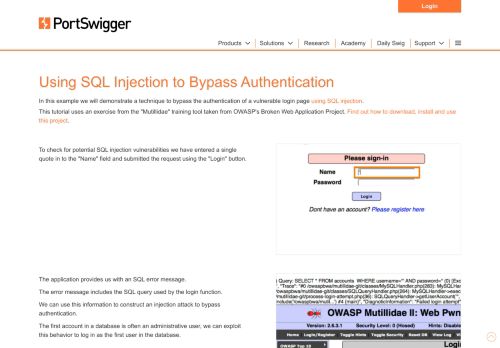 
                            7. Using SQL Injection to Bypass Authentication | Burp Suite Support ...