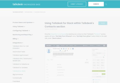 
                            12. Using Talkdesk for Slack within Talkdesk's Contacts section ...