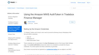 
                            8. Using the Amazon MWS AuthToken in Tradebox Finance Manager ...