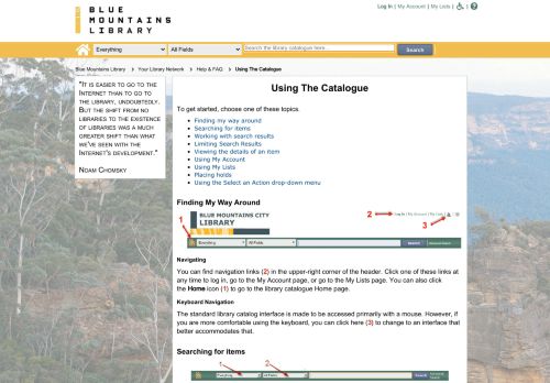 
                            6. Using The Catalogue - Blue Mountains Library