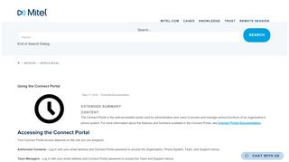 
                            7. Using the Connect Portal - Mitel