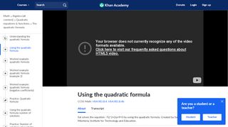 
                            7. Using the quadratic formula | Algebra (video) | Khan Academy