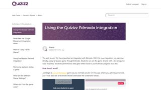 
                            12. Using the Quizizz Edmodo integration – Help Center