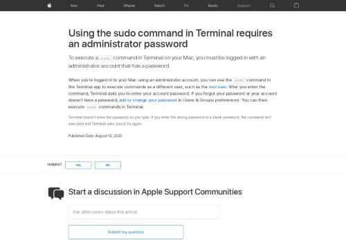 
                            8. Using the sudo command in Terminal requires an administrator ...