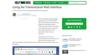 
                            2. Using the Transmission Web Interface - Help Desk Geek